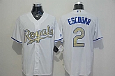 Kansas City Royals #2 Alcides Escobar White New Cool Base Gold Program Stitched Baseball Jersey,baseball caps,new era cap wholesale,wholesale hats